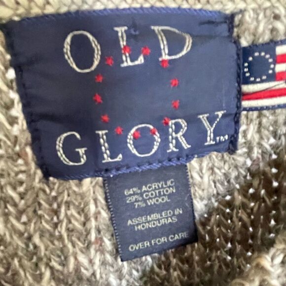 Vintage Old Glory Sweater - Heavy Quality Made Warm Sweater!  Size Large - Picture 4 of 4
